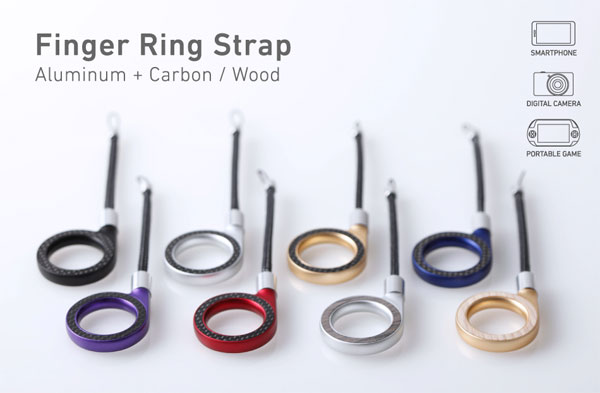 Finger Ring Strap Aluminum + Carbon/Wood